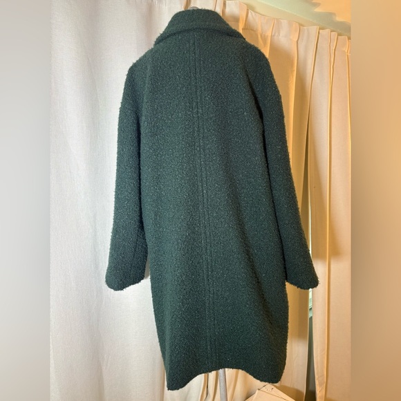 BCBGeneration Moss Green Bouclé Double Breasted Coat Teddy SOFT Pea Overcoat LG - Picture 6 of 13